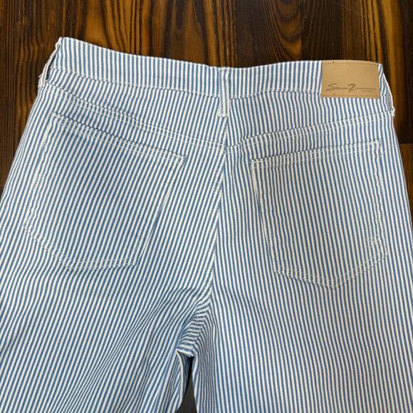 Seven 7 Blue & White Railroad Striped High Rise Denim Jeans Size 8 - Picture 5 of 12